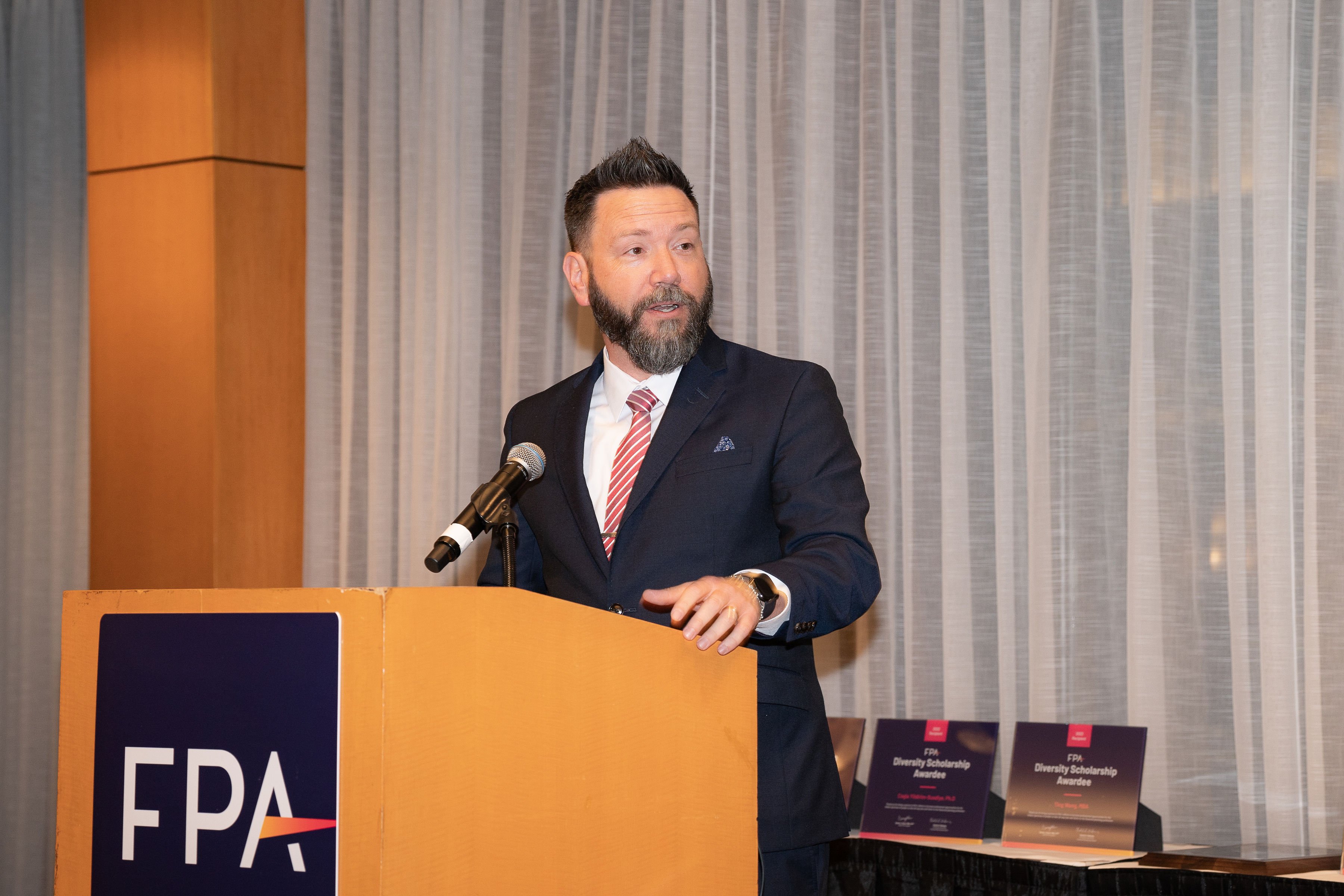 FPA president at podium